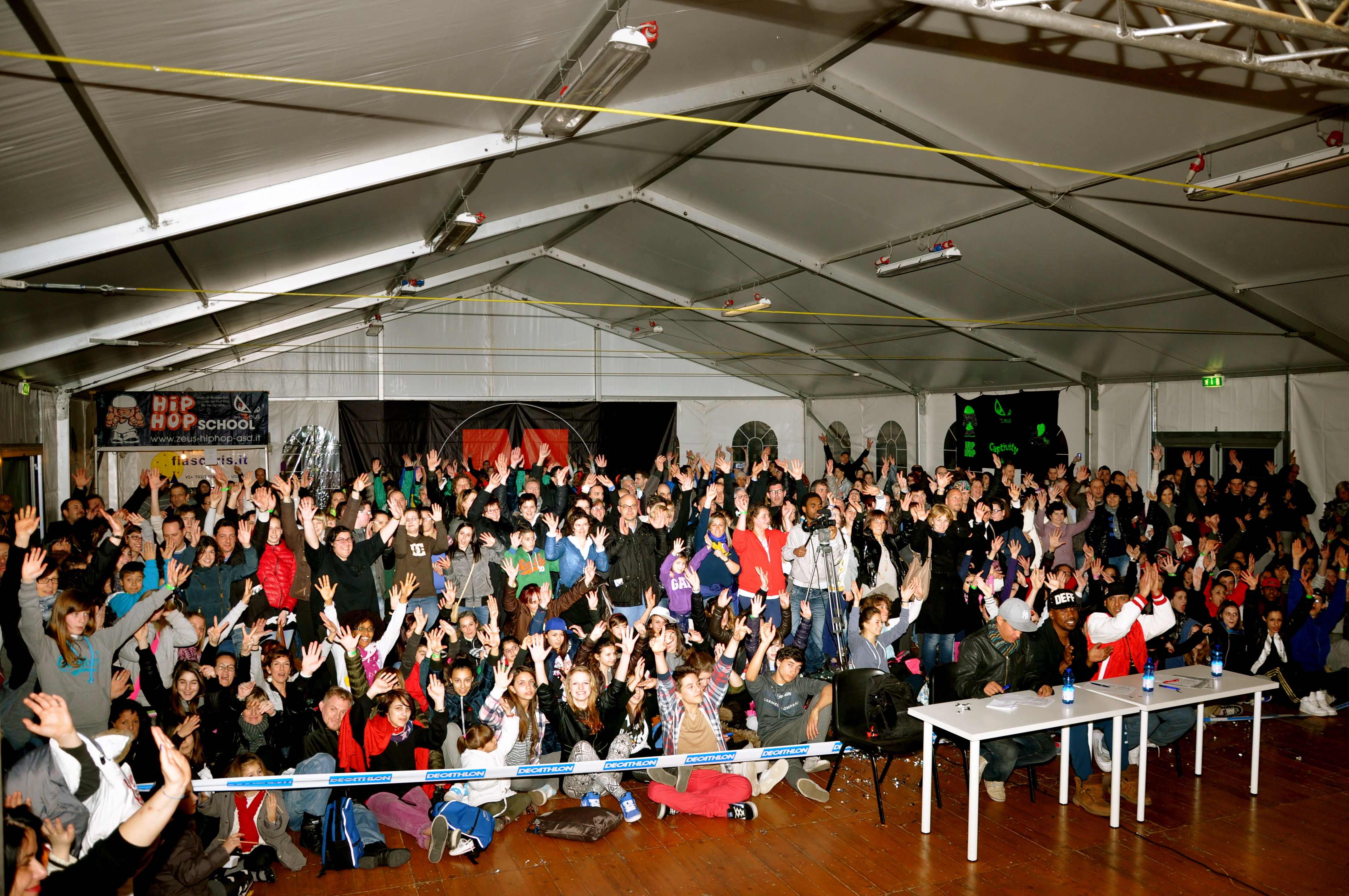 A picture of the crowd during a dance competition in Italy.  I'm sitting at the front, because I was one of the 3 judges brought in for the event!